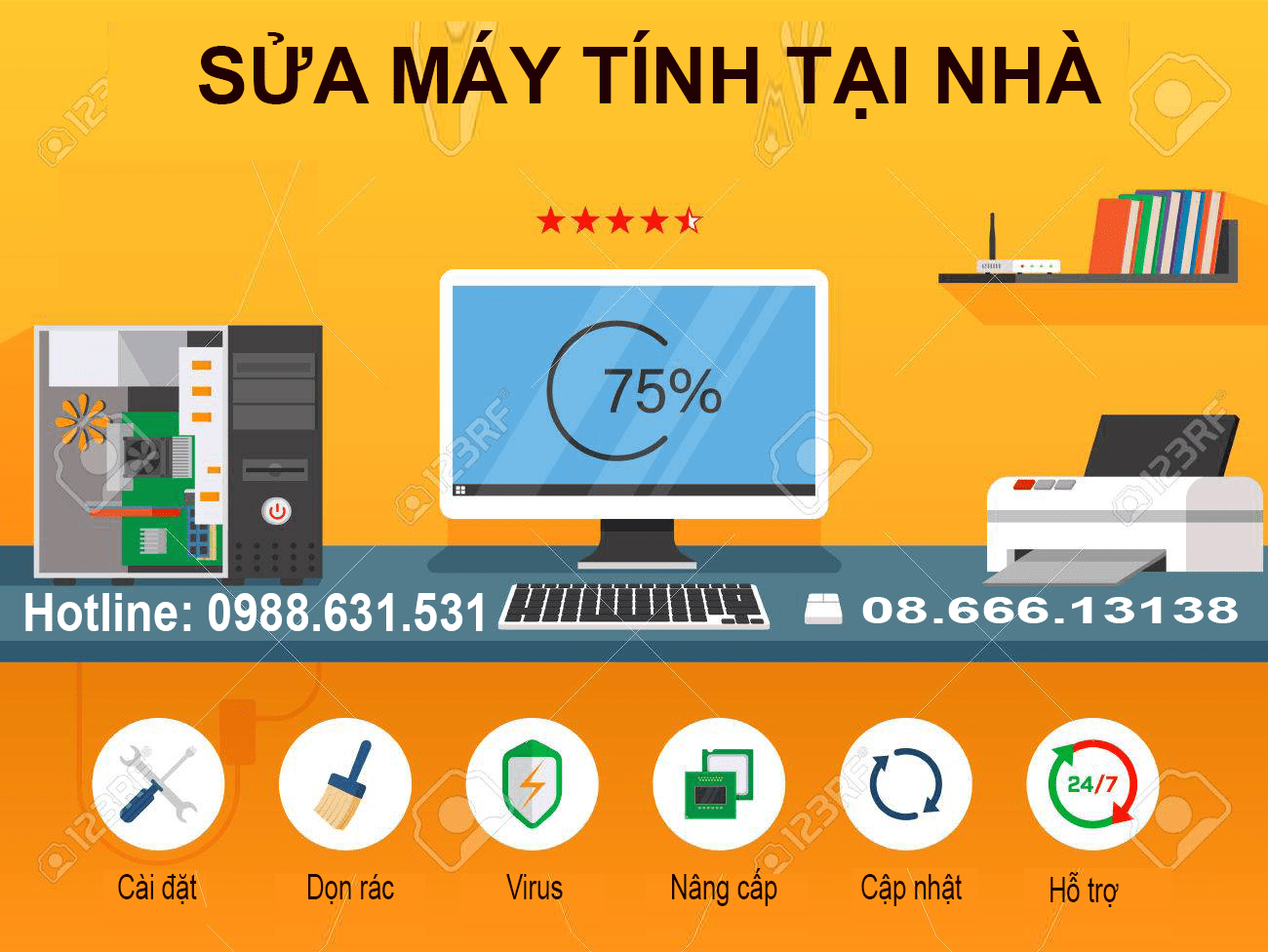 Sửa máy tính tại nhà Văn Phú gọi 0988.631.531 có mặt sau 30p